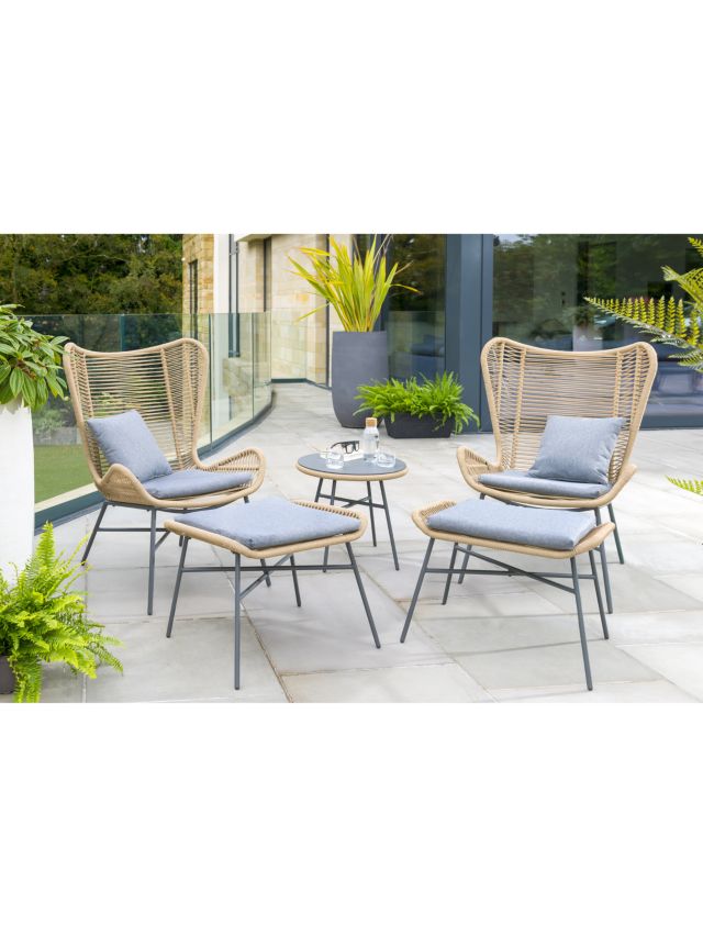 Menos by KETTLER Lyon 2-Seater Garden Lounging Side Table & Chairs Set, Natural