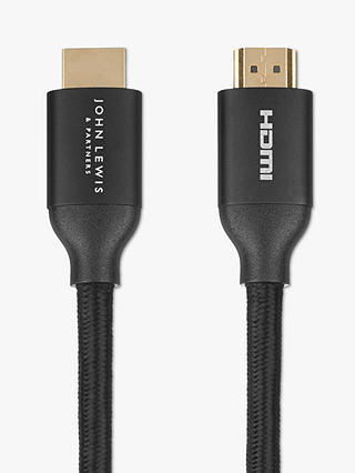 John Lewis 4K HDMI Cable, 3m, Black