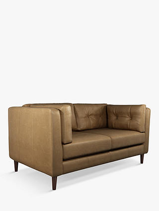 John Lewis Booth Medium 2 Seater Leather Sofa, Dark Leg