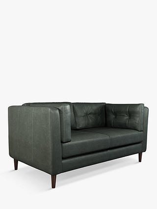 John Lewis Booth Medium 2 Seater Leather Sofa, Dark Leg