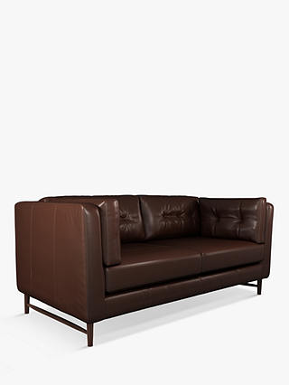 John Lewis Booth Large 3 Seater Leather Sofa, Dark Leg