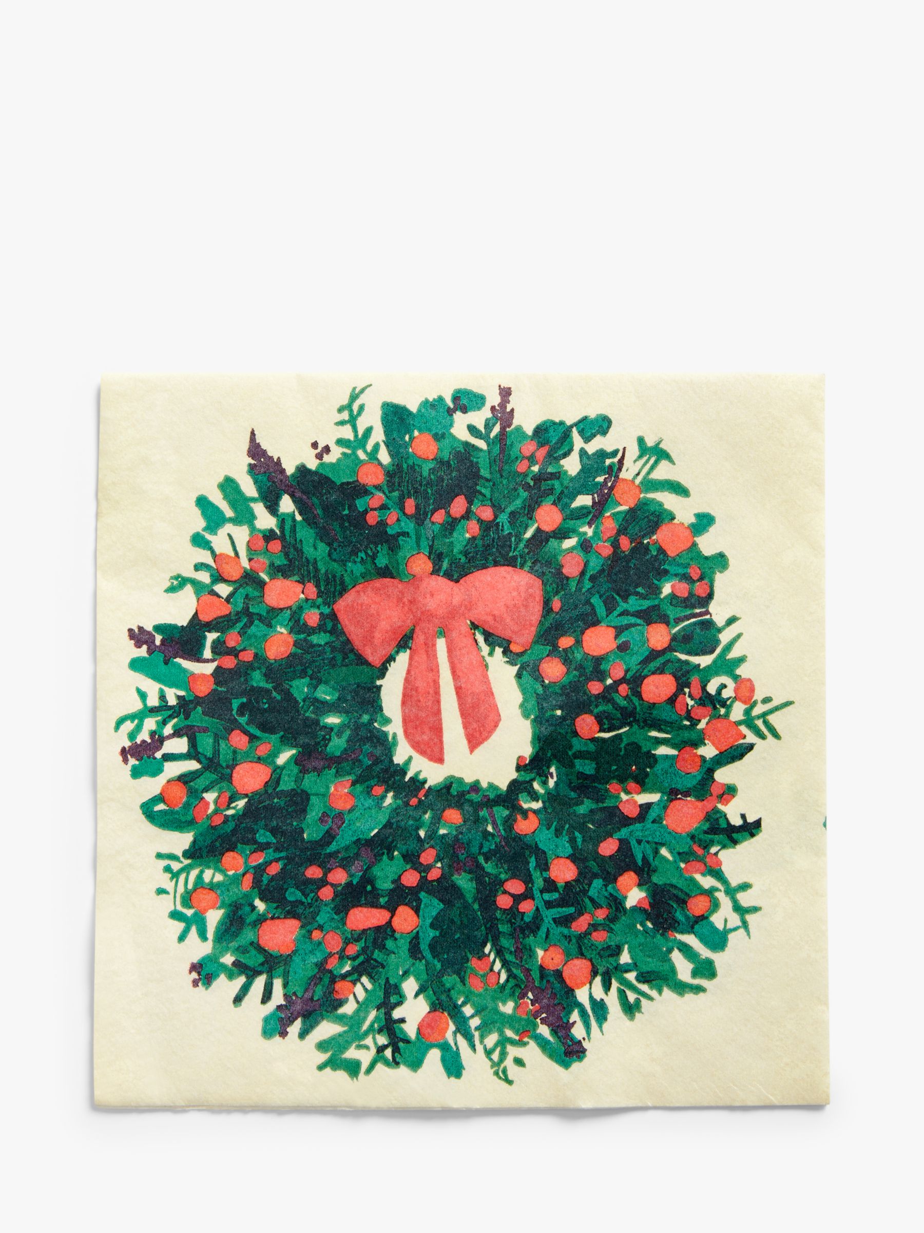 John Lewis & Partners Painterly Christmas Berries Paper Napkins, Pack of 12