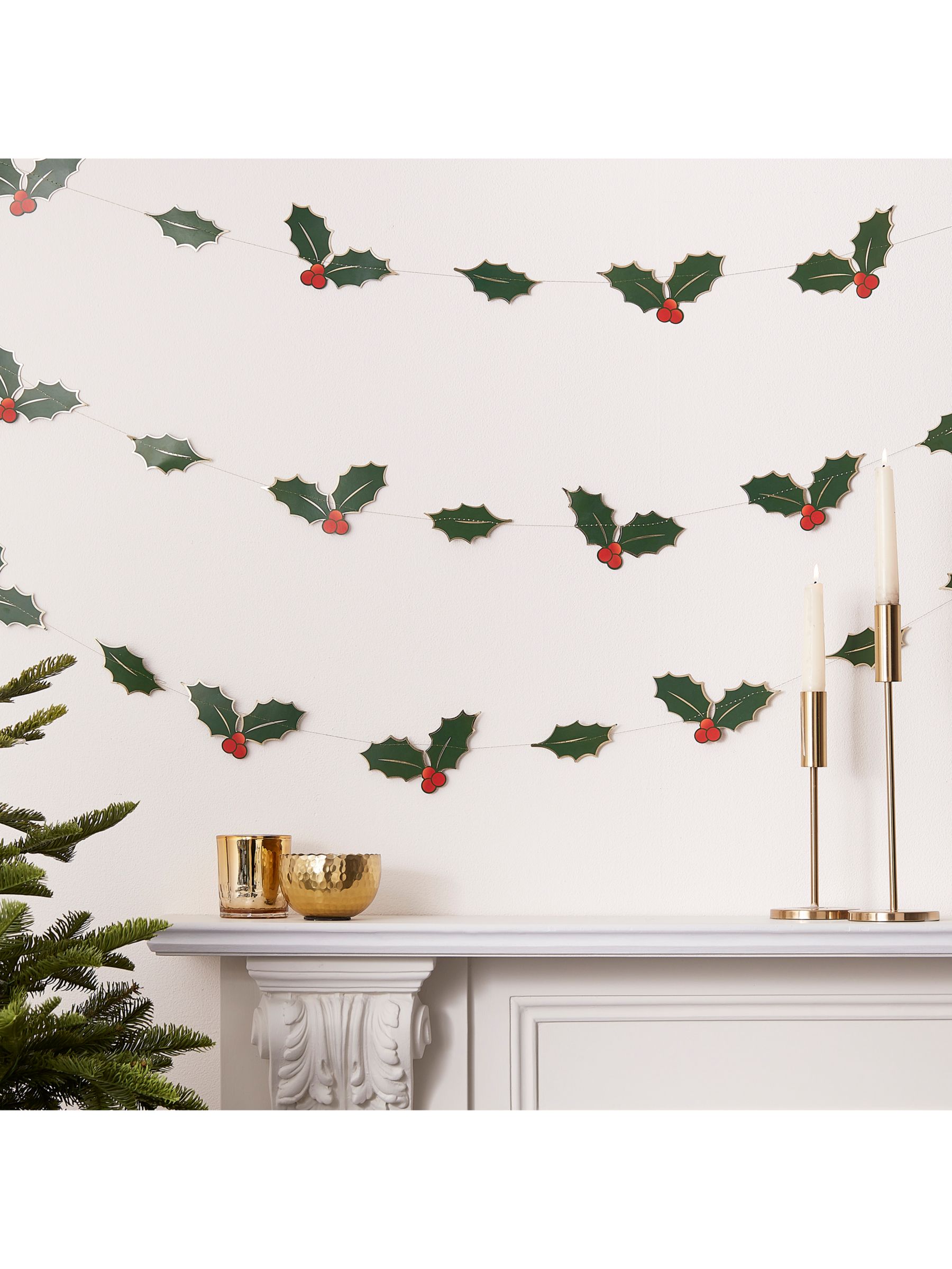 Ginger Ray Holly Leaf Christmas Party Backdrop at John Lewis &amp; Partners