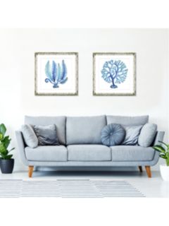 Blue Seaweed 3 - Framed Print & Mount, 46 x 46cm, Blue