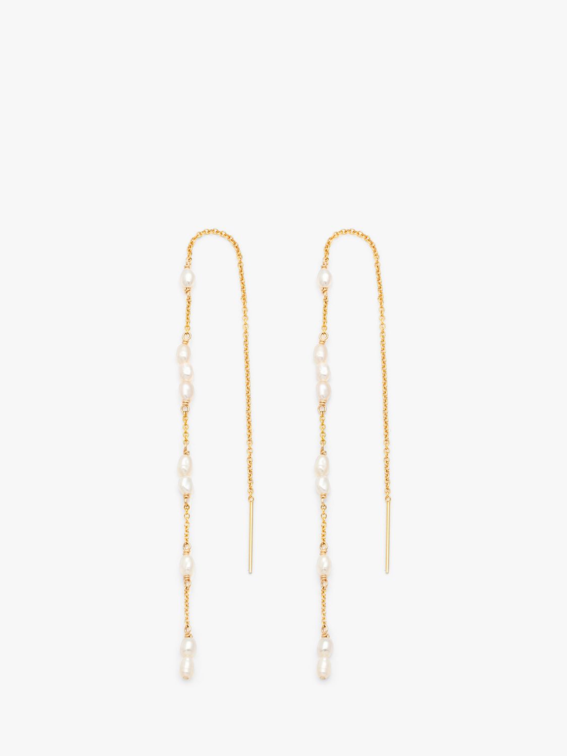 Leah Alexandra Threader Freshwater Pearl Chain Drop Earrings, Gold at