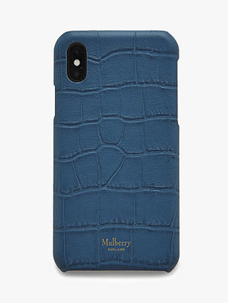 Mulberry Croc Embossed Leather iPhone X/XS, Pale Navy