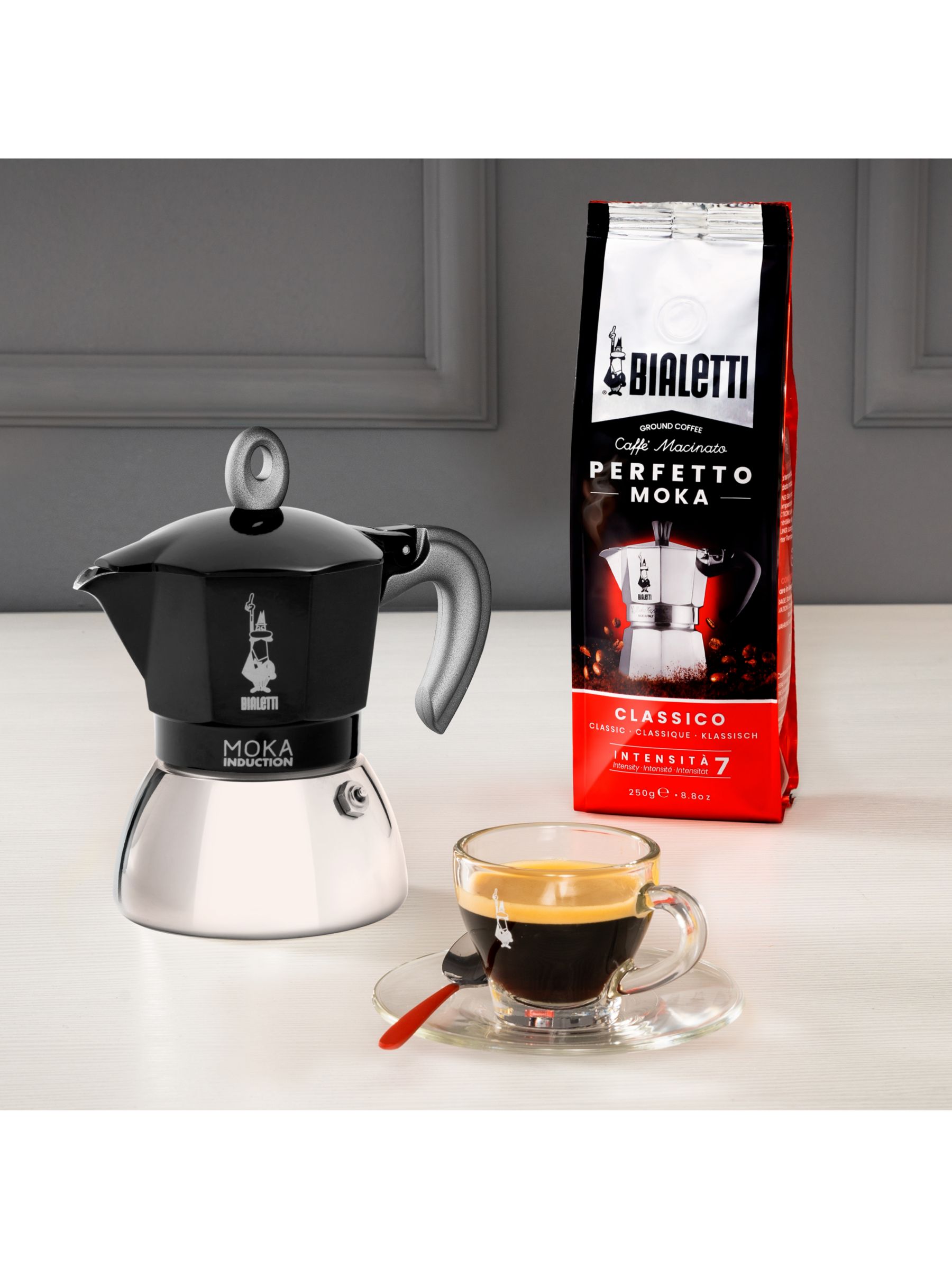 Bialetti Moka Induction Stove-top Espresso Coffee Maker, Black, 4 Cups