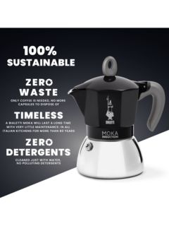 John Lewis Induction Stovetop Stainless Steel 6 Cup Espresso Coffee Maker,  300ml