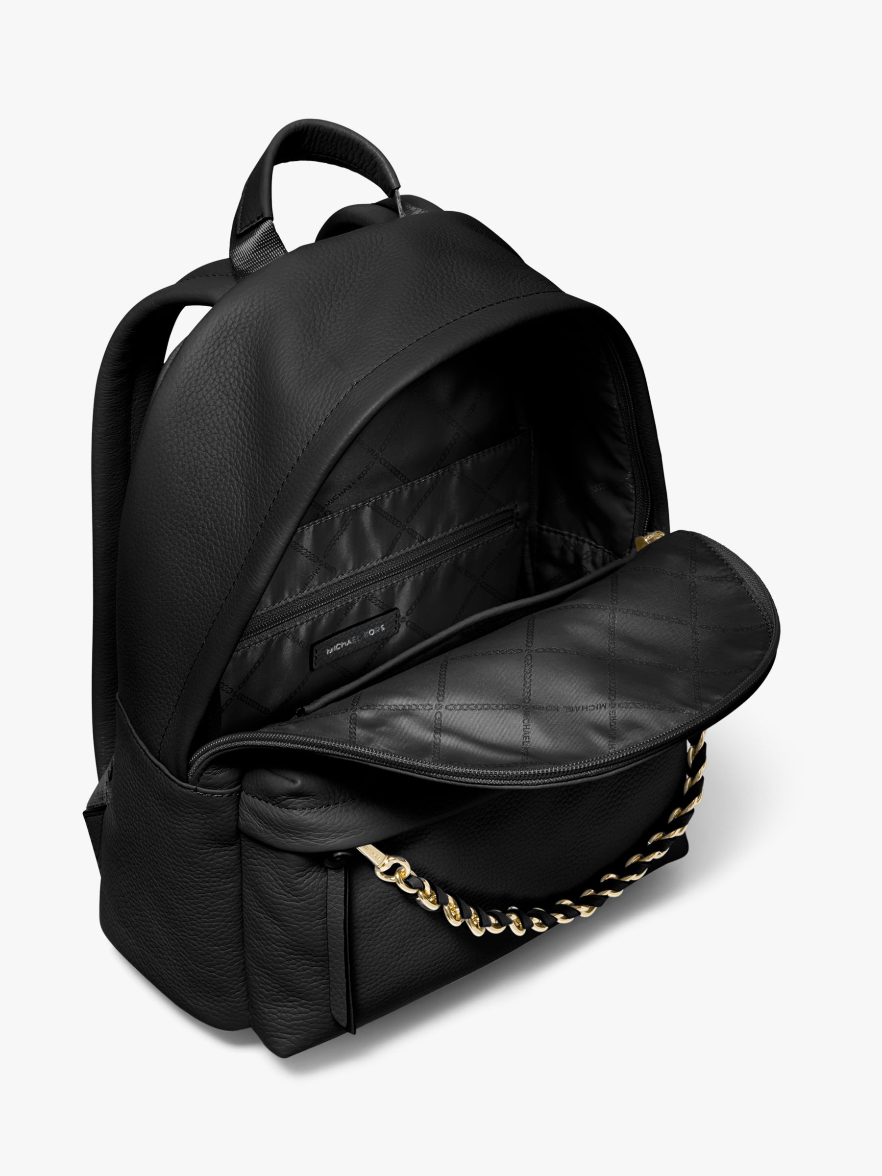 michael kors black leather backpack