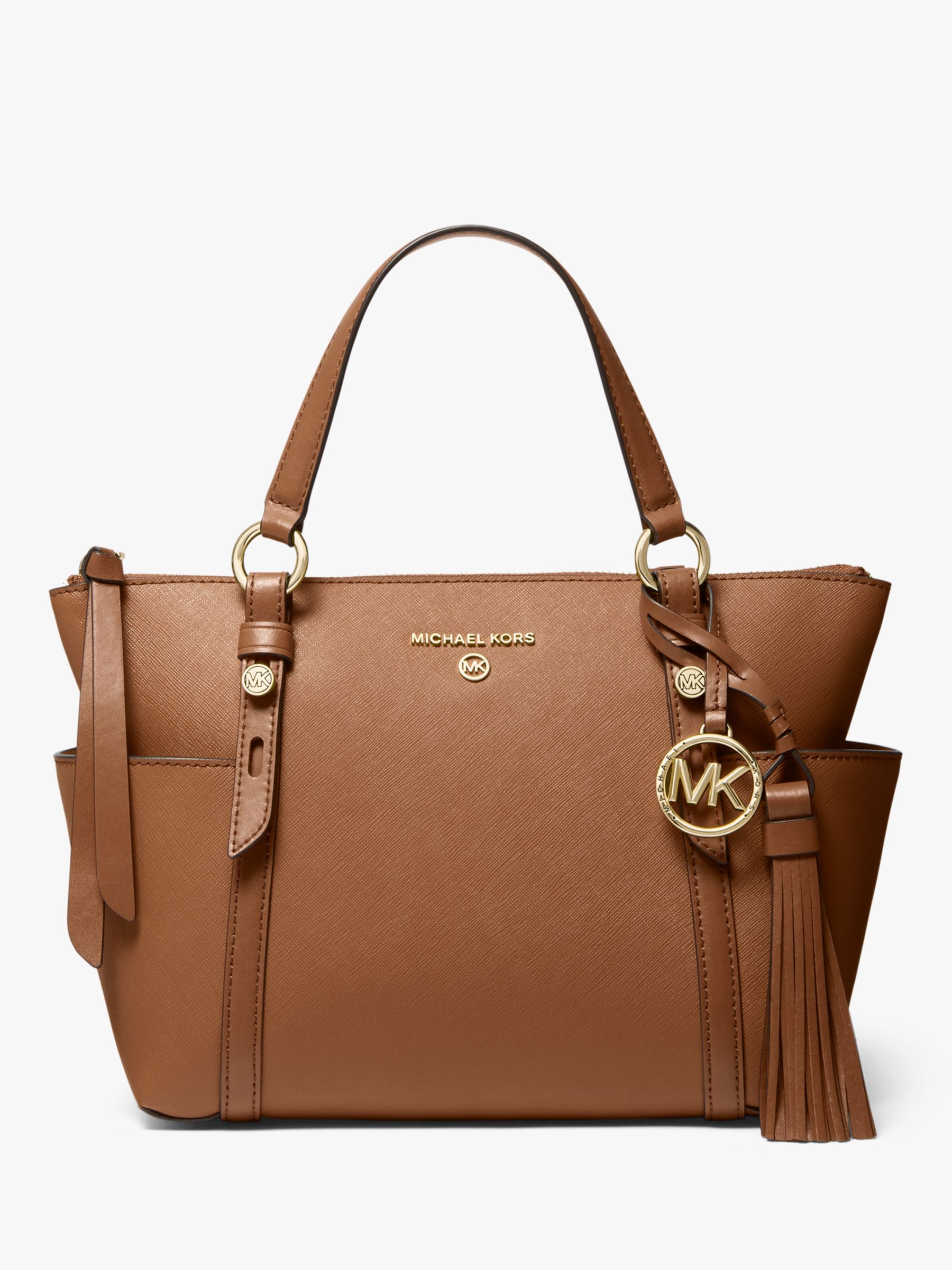 MICHAEL Michael Kors Nomad Small Leather Tote Bag, Luggage at John Lewis & Partners