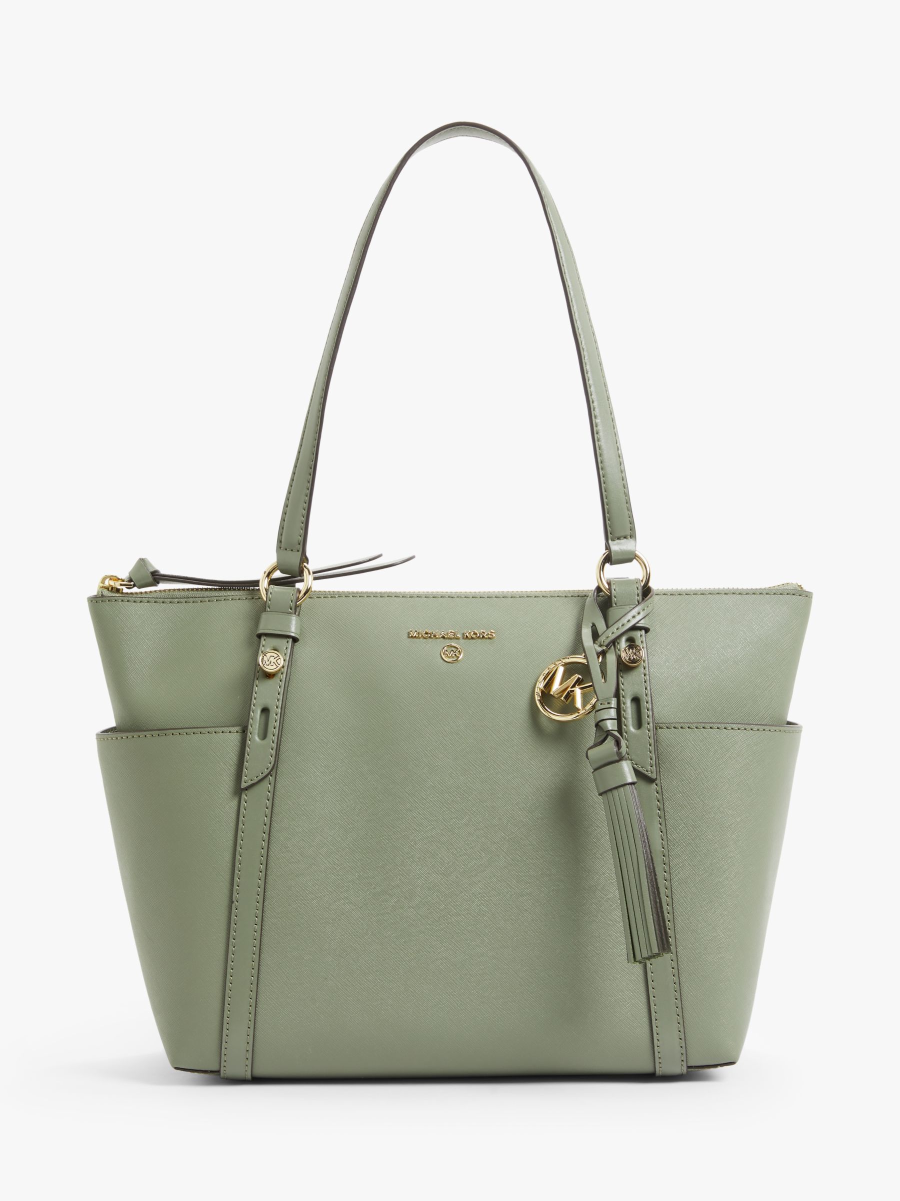 MICHAEL Michael Kors Nomad Leather Tote Bag, Army Green at John Lewis