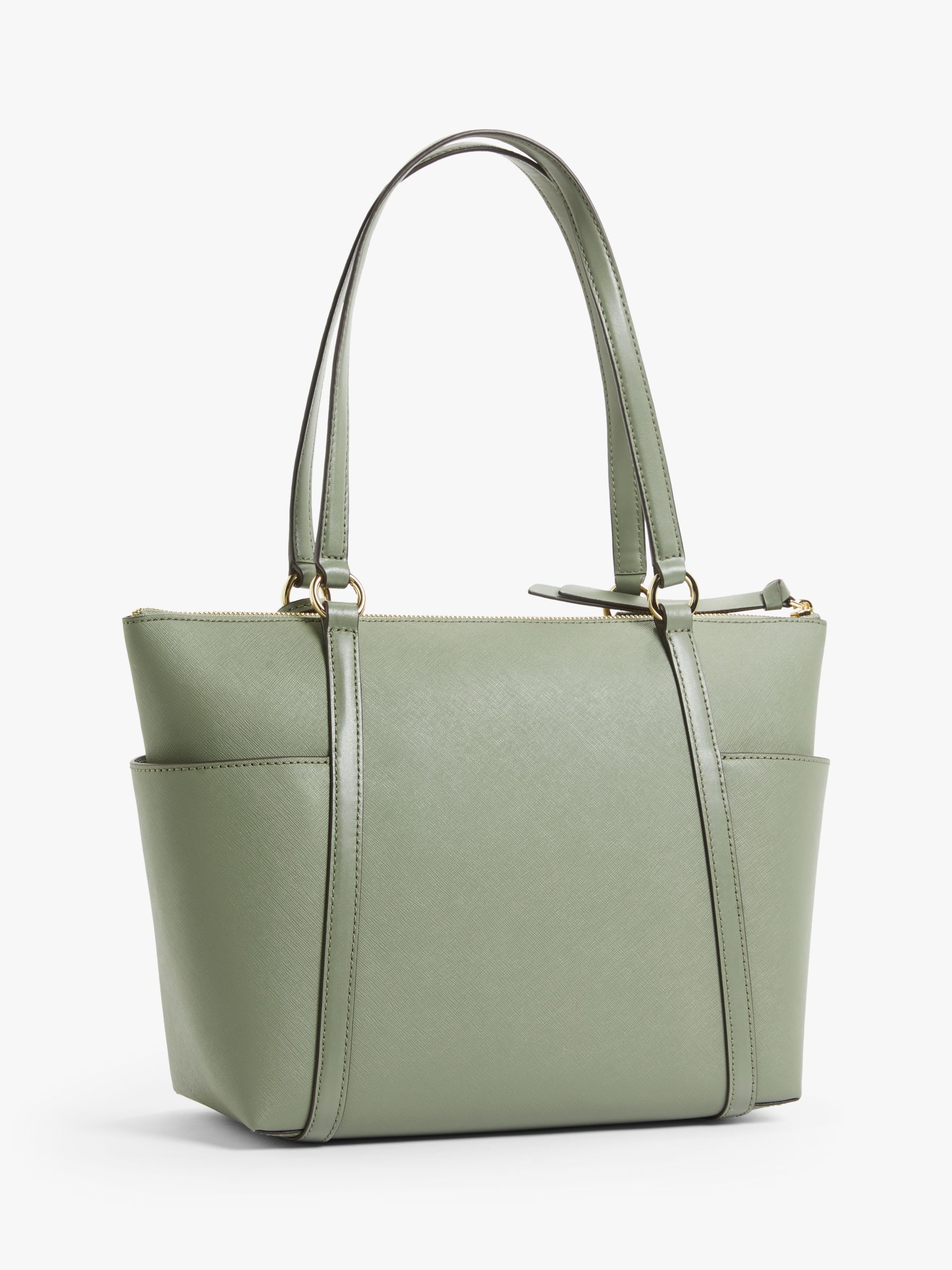 MICHAEL Michael Kors Nomad Leather Tote Bag, Army Green at John Lewis ...