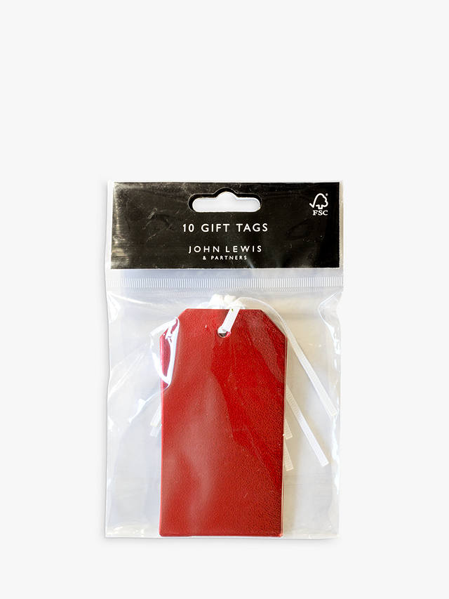 John Lewis & Partners Textured Gift Tags, Pack of 10, Red