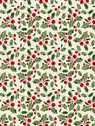 John Lewis & Partners Classic Holly PVC Tablecloth Fabric, Green/Red