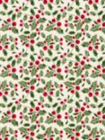 John Lewis Classic Holly PVC Tablecloth Fabric, Green/Red