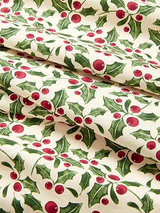 John Lewis Classic Holly PVC Tablecloth Fabric, Green/Red