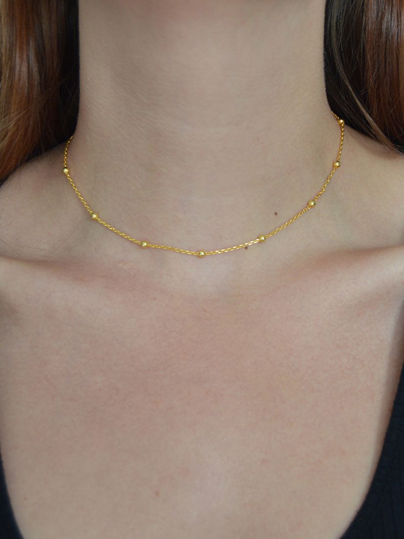 Astrid & Miyu Basic Large Beaded Choker Necklace, Gold at John Lewis ...