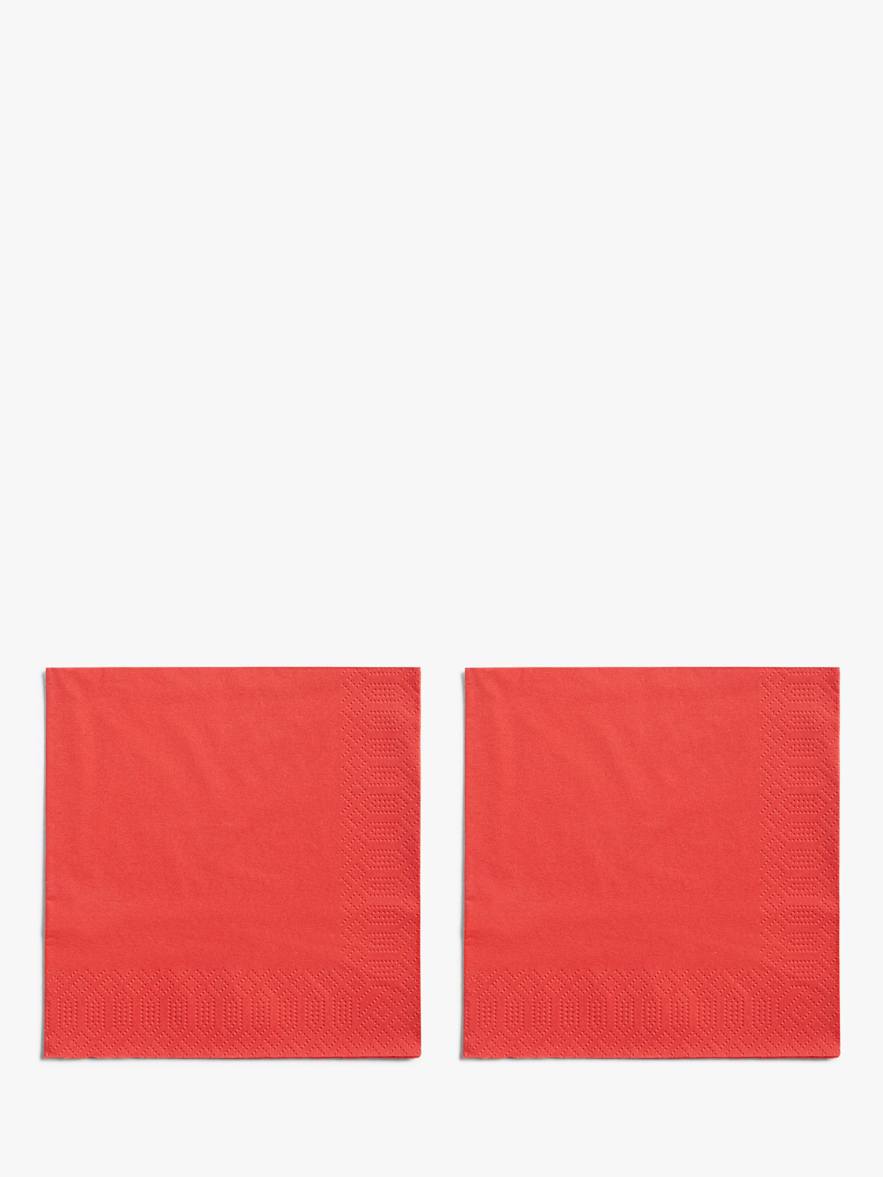 John Lewis 33 cm Paper Napkins, 2 Packs of 20, Red