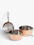 John Lewis Tri-Ply Stainless Steel Saucepan Set with Lids, 3 Piece, Copper