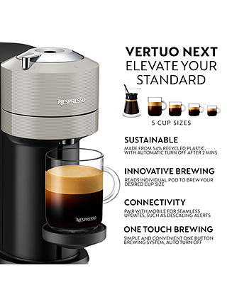 Nespresso Vertuo Next Coffee Machine by KRUPS, Light Grey