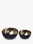 The Just Slate Company Nesting Hammered Stainless Steel Serving Bowls, Set of 2, Black/Gold