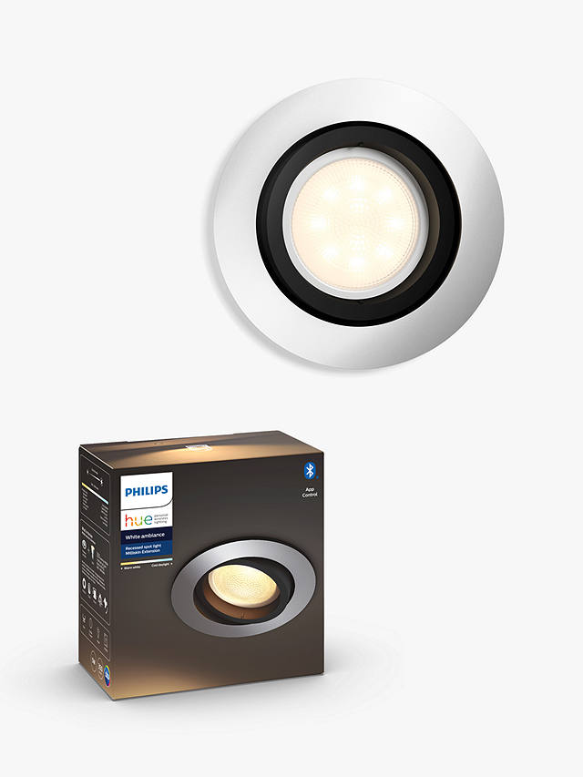 Philips Hue White Ambiance Milliskin GU10 LED Recessed Smart Spotlight with Bluetooth, Aluminium