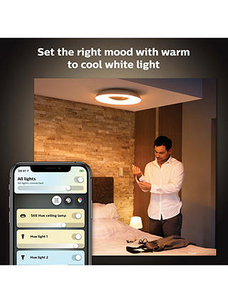 Philips Hue White Ambiance Still LED Smart Semi Flush Ceiling Light with Bluetooth and Dimmer Switch, Black