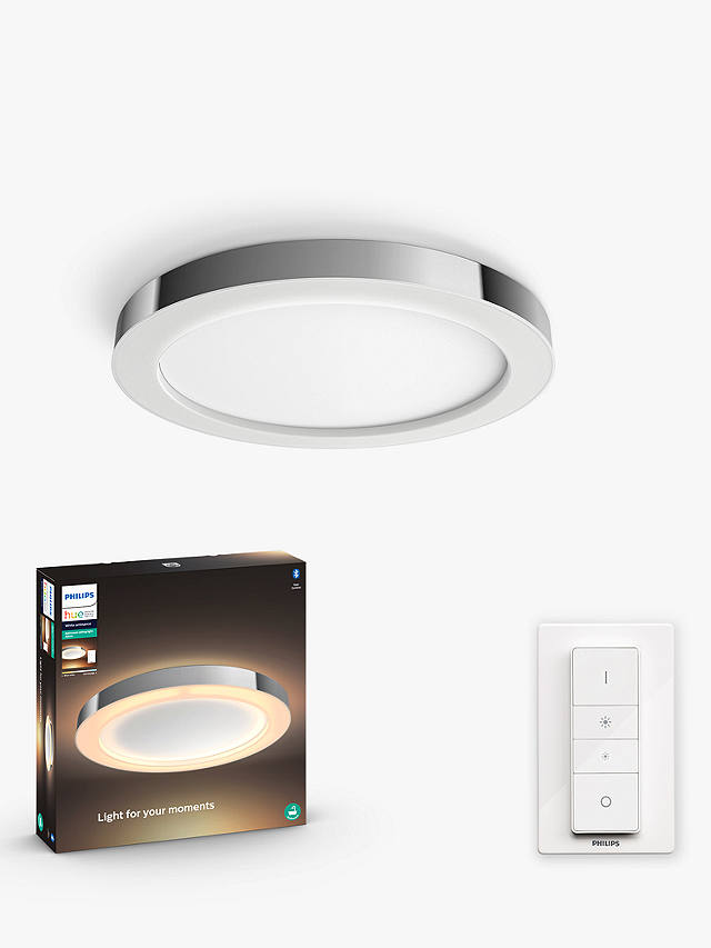 Philips Hue White Ambiance Adore Led Smart Semi Flush Bathroom Ceiling Light With Bluetooth And Dimmer Switch Chrome - Philips Hue White Ambiance Still Led Semi Flush Ceiling Light
