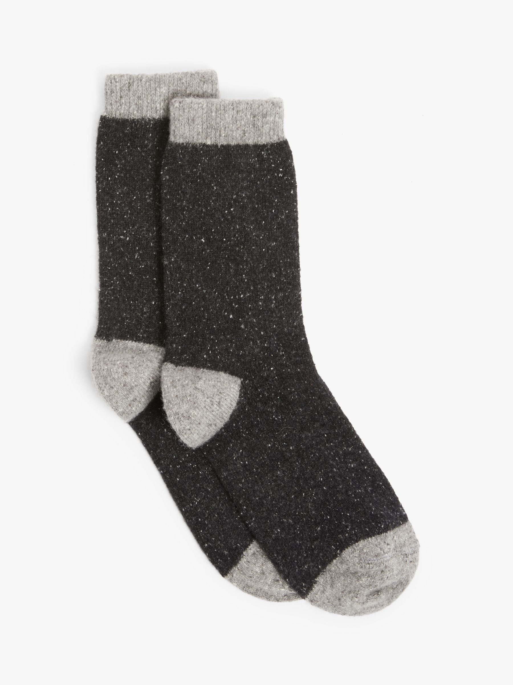 John Lewis & Partners Wool Silk Blend Ankle Socks, Black/Light Grey at ...