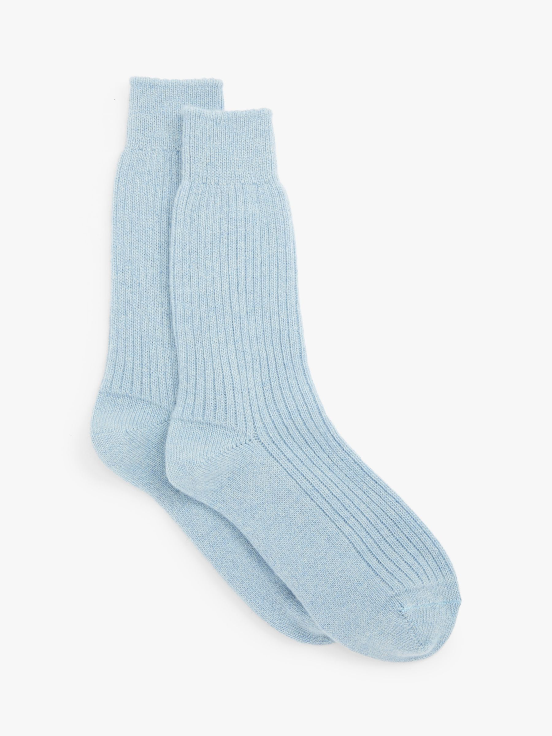 John Lewis & Partners Women's Cashmere Bed Ankle Socks, Blue Marl at ...