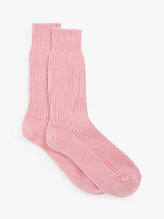 John Lewis & Partners Cashmere Bed Ankle Socks, Pink