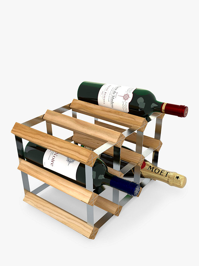 RTA Freestanding Wood Wine Rack, 9 Bottle, Light Oak