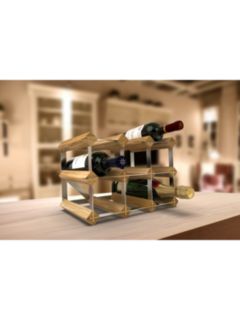 RTA Freestanding Wood Wine Rack, 9 Bottle, Light Oak