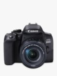 Canon EOS 850D Digital SLR Camera with 18-55mm Lens, 4K Ultra HD, 24.1MP, Wi-Fi, Bluetooth, Optical Viewfinder, 3" Vari-Angle Touch Screen, Black