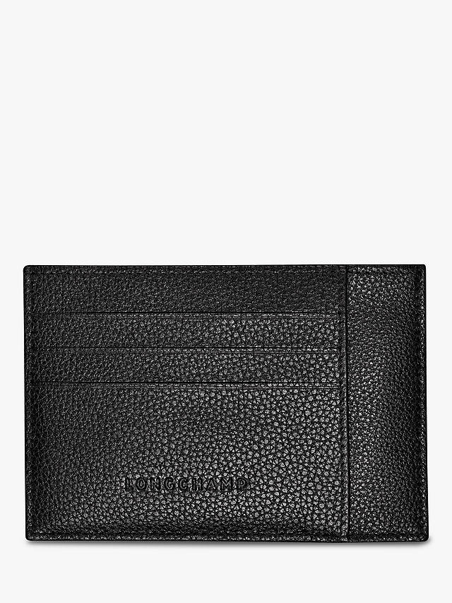 Longchamp Le Foulonné Leather Card Holder, Black