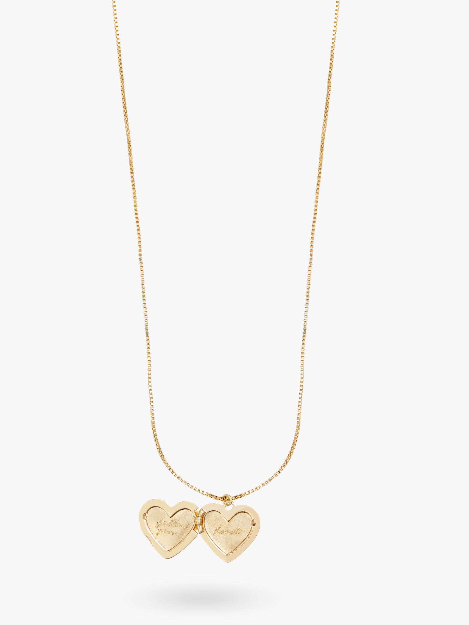Wanderlust + Co Heart Locket Pendant Necklace, Gold at John Lewis ...