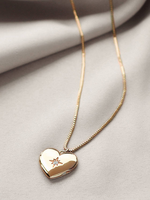 Wanderlust + Co Heart Locket Pendant Necklace, Gold