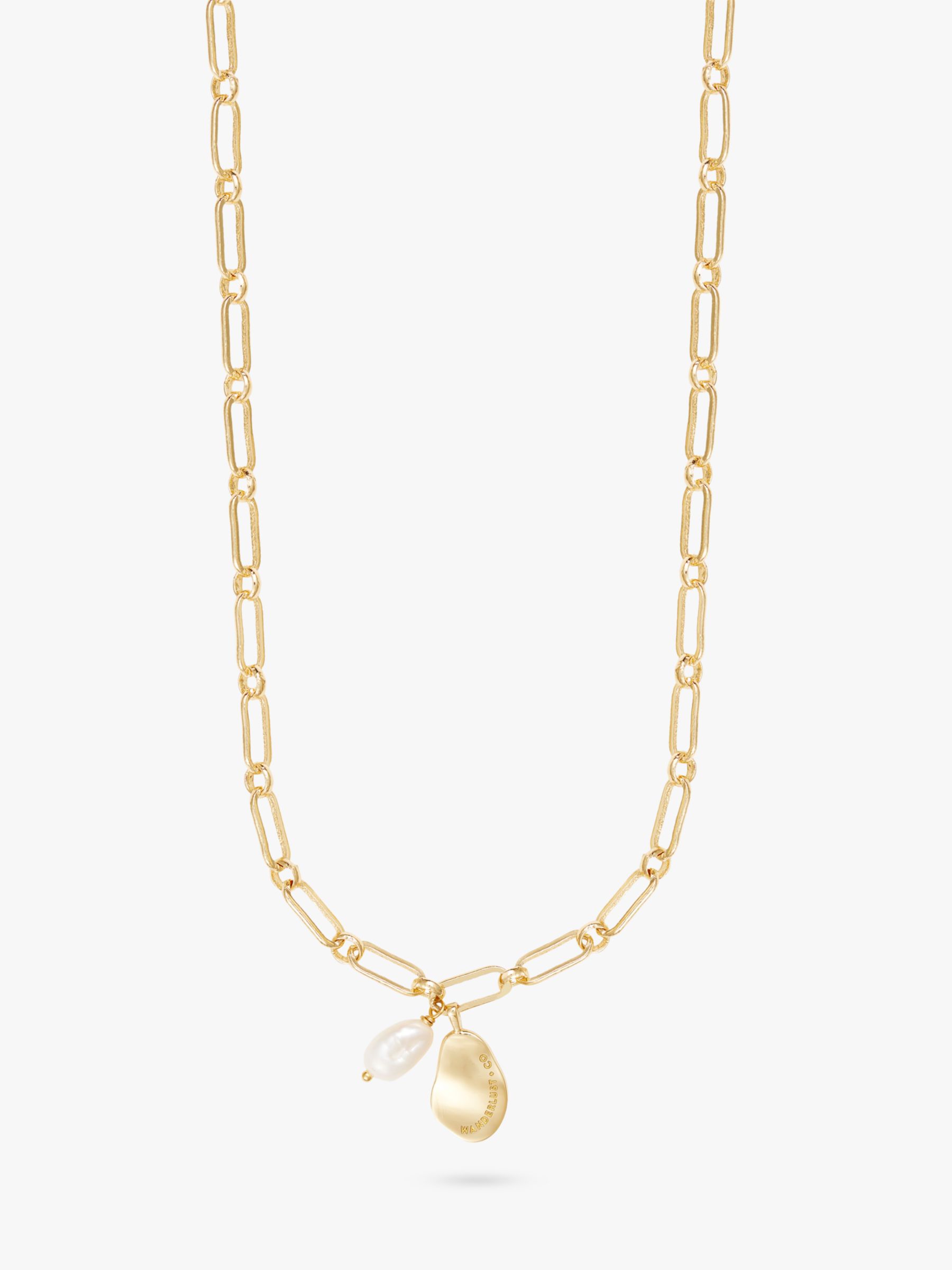Wanderlust + Co Pocketful Baroque Pearl Drop Chain Necklace, Gold