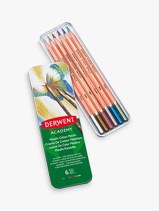 Derwent Academy Watersoluble Metallic Pencils, Pack of 6