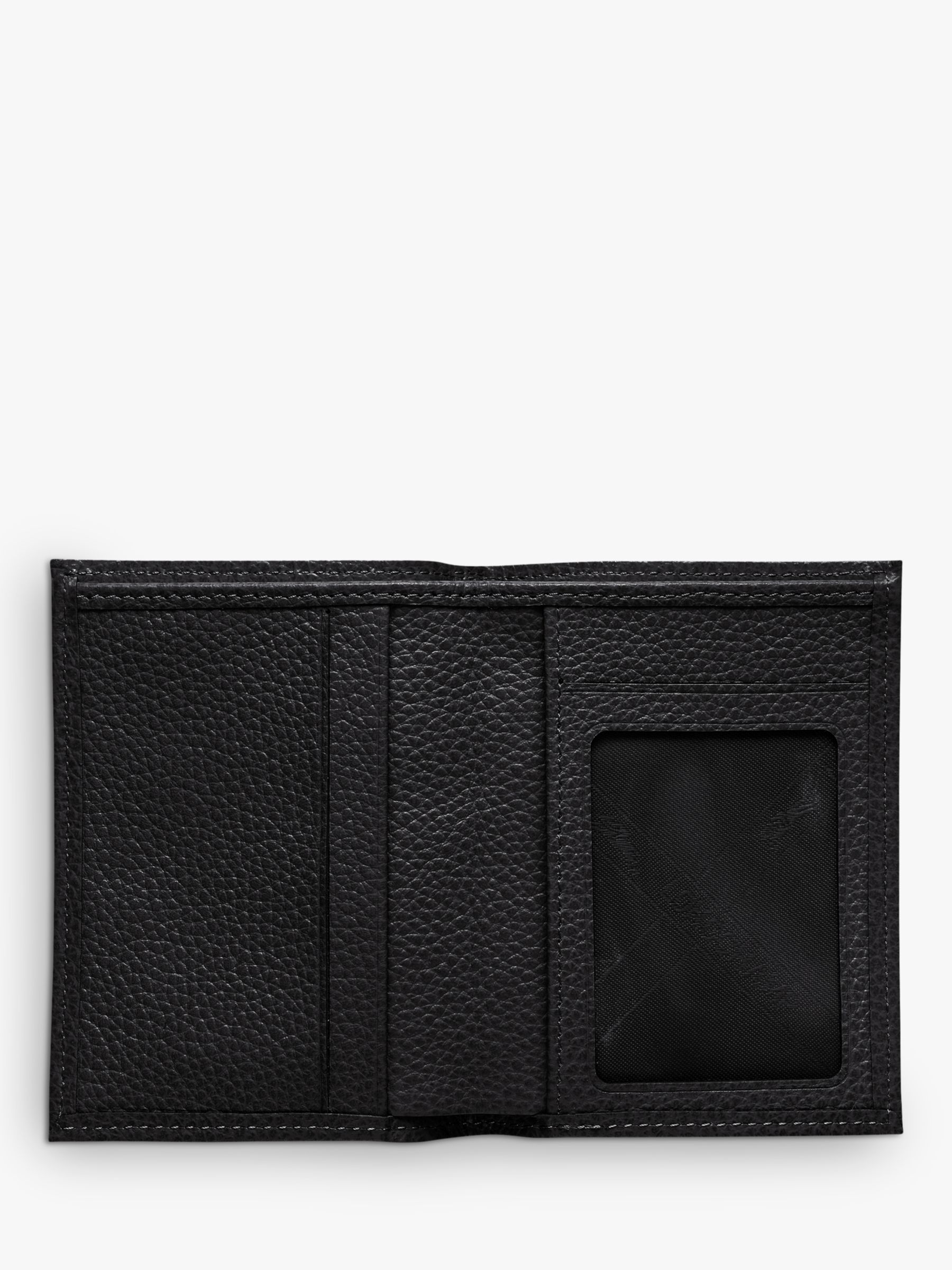 Longchamp Le Foulonné Leather Bi-Fold Card Holder, Black at John Lewis ...