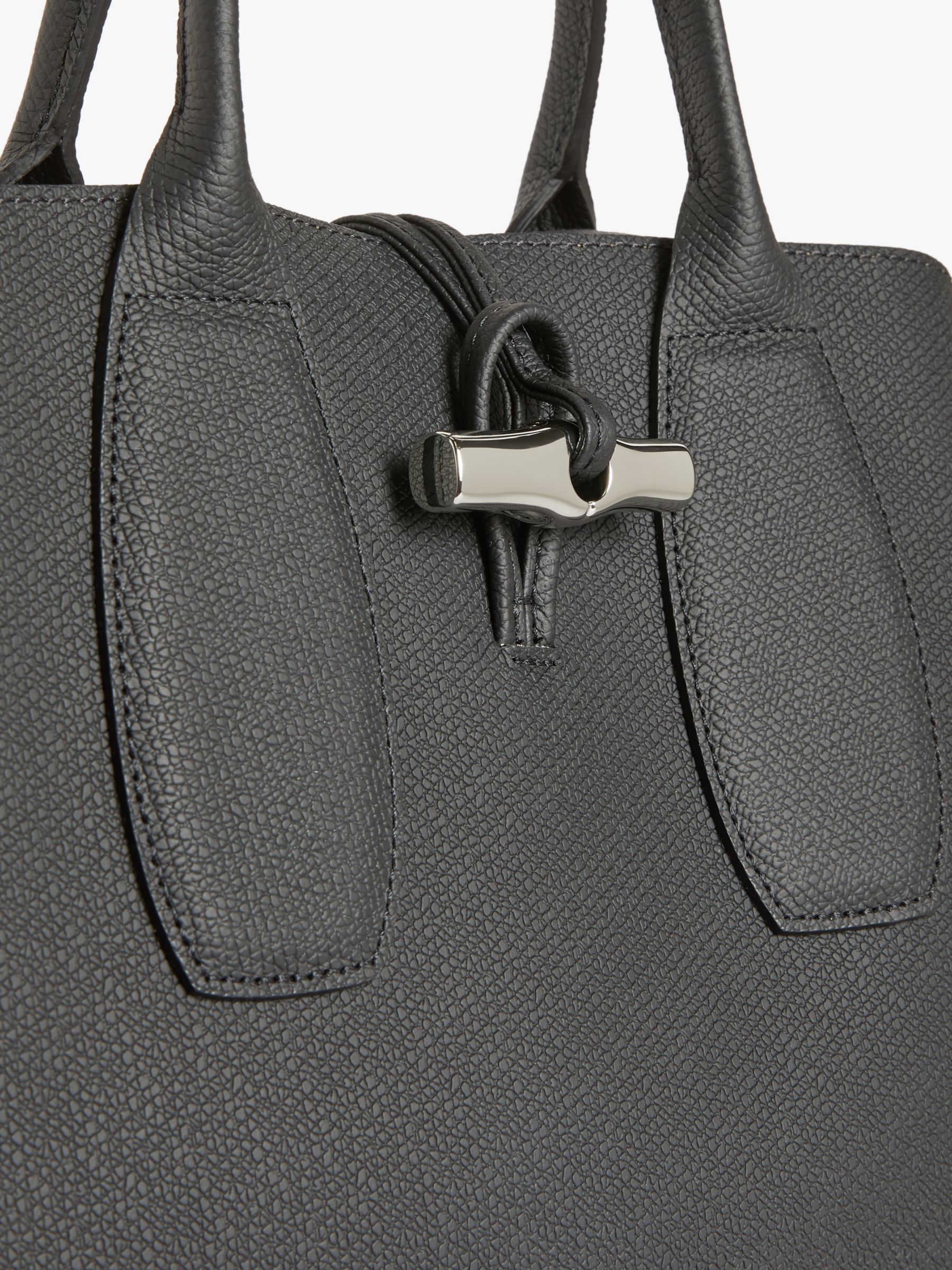 Longchamp Roseau Small Leather Top Handle Bag, Black at John Lewis &  Partners