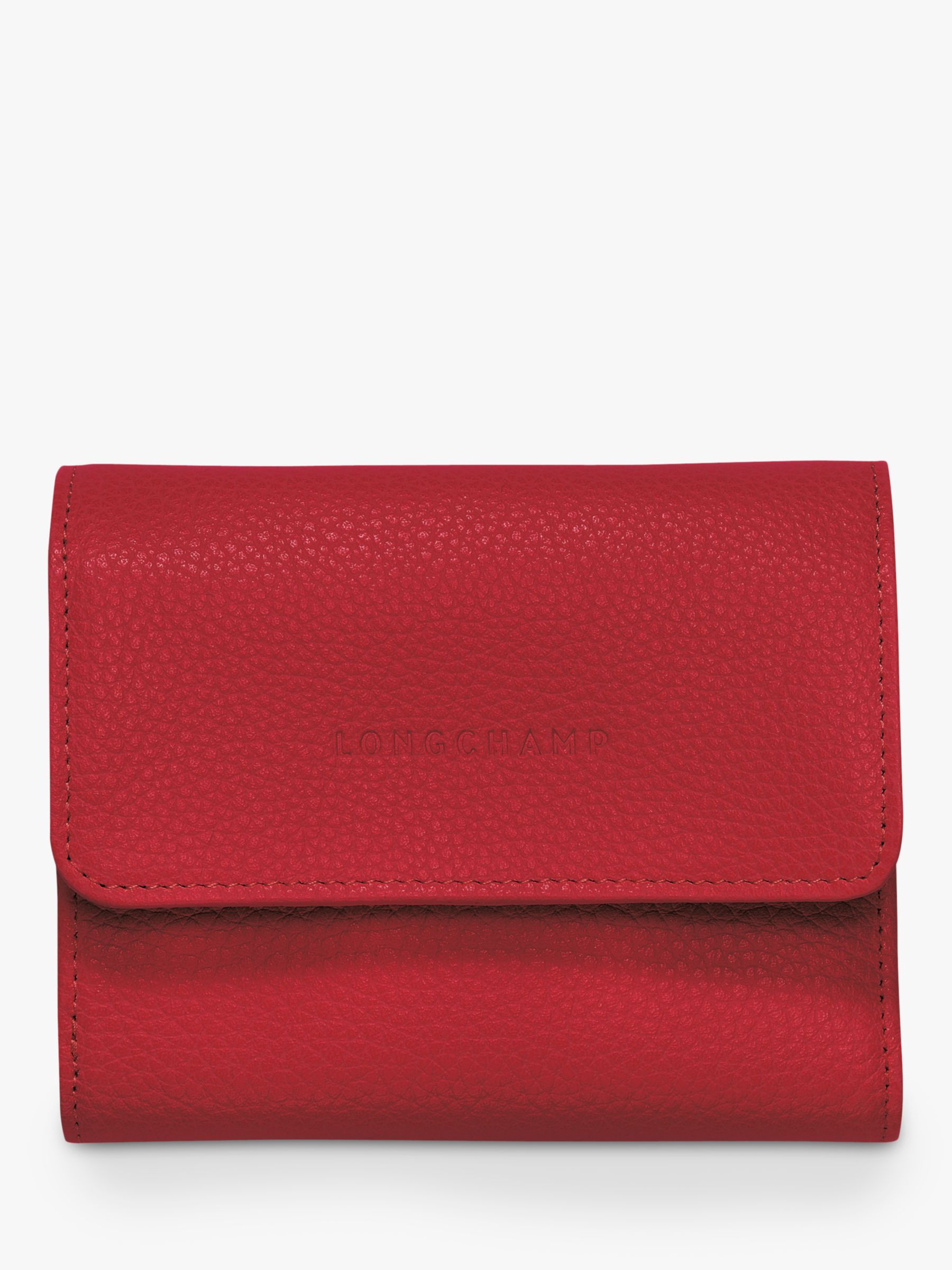 Longchamp Le Foulonné Compact Leather Wallet, Red at John Lewis & Partners