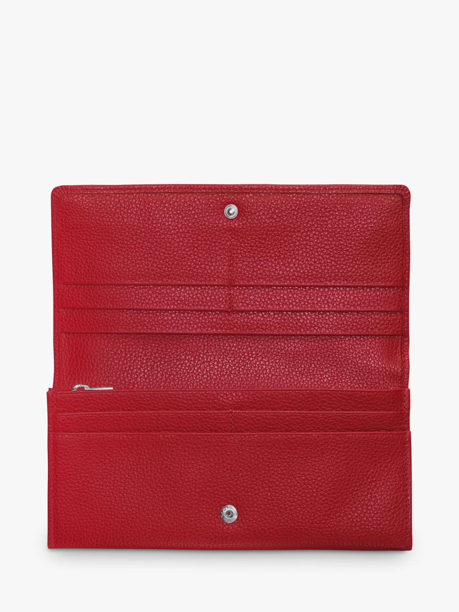 Longchamp Le Foulonné Continental Leather Wallet, Red at John Lewis ...