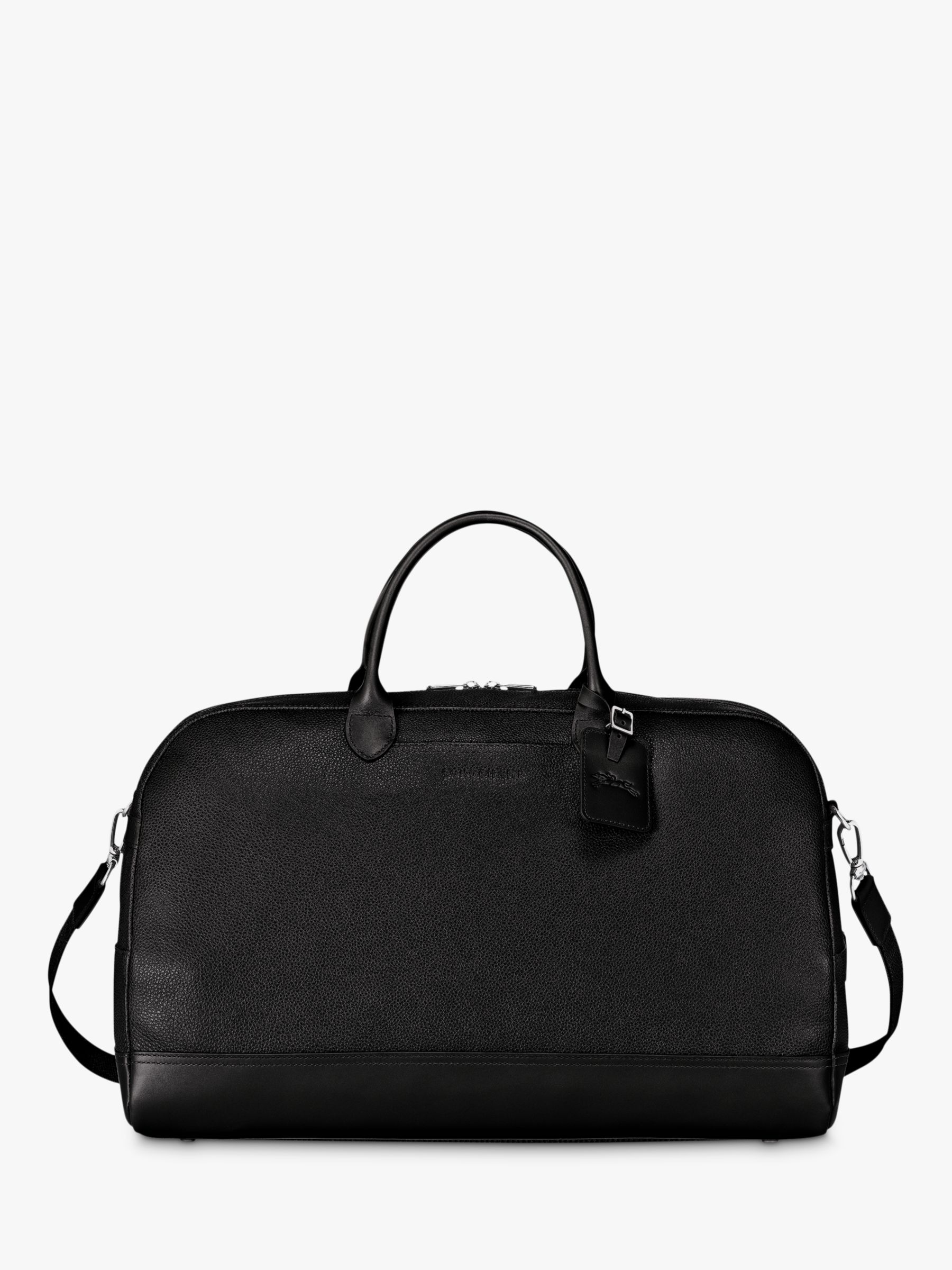 Longchamp Le Foulonné Large Leather Travel Bag, Black at John Lewis ...