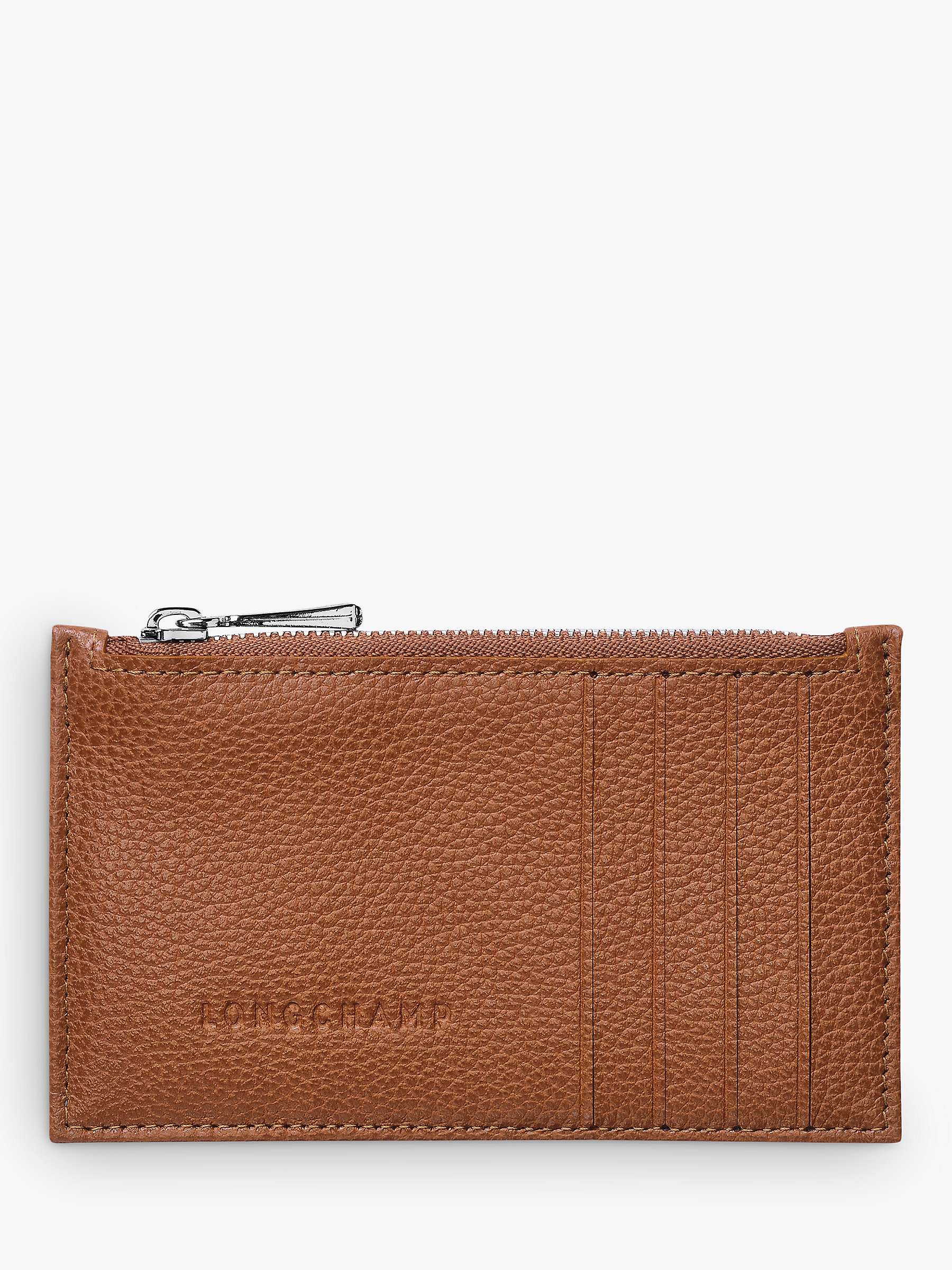 Longchamp Le Foulonné Leather Coin Purse, Caramel at John Lewis & Partners