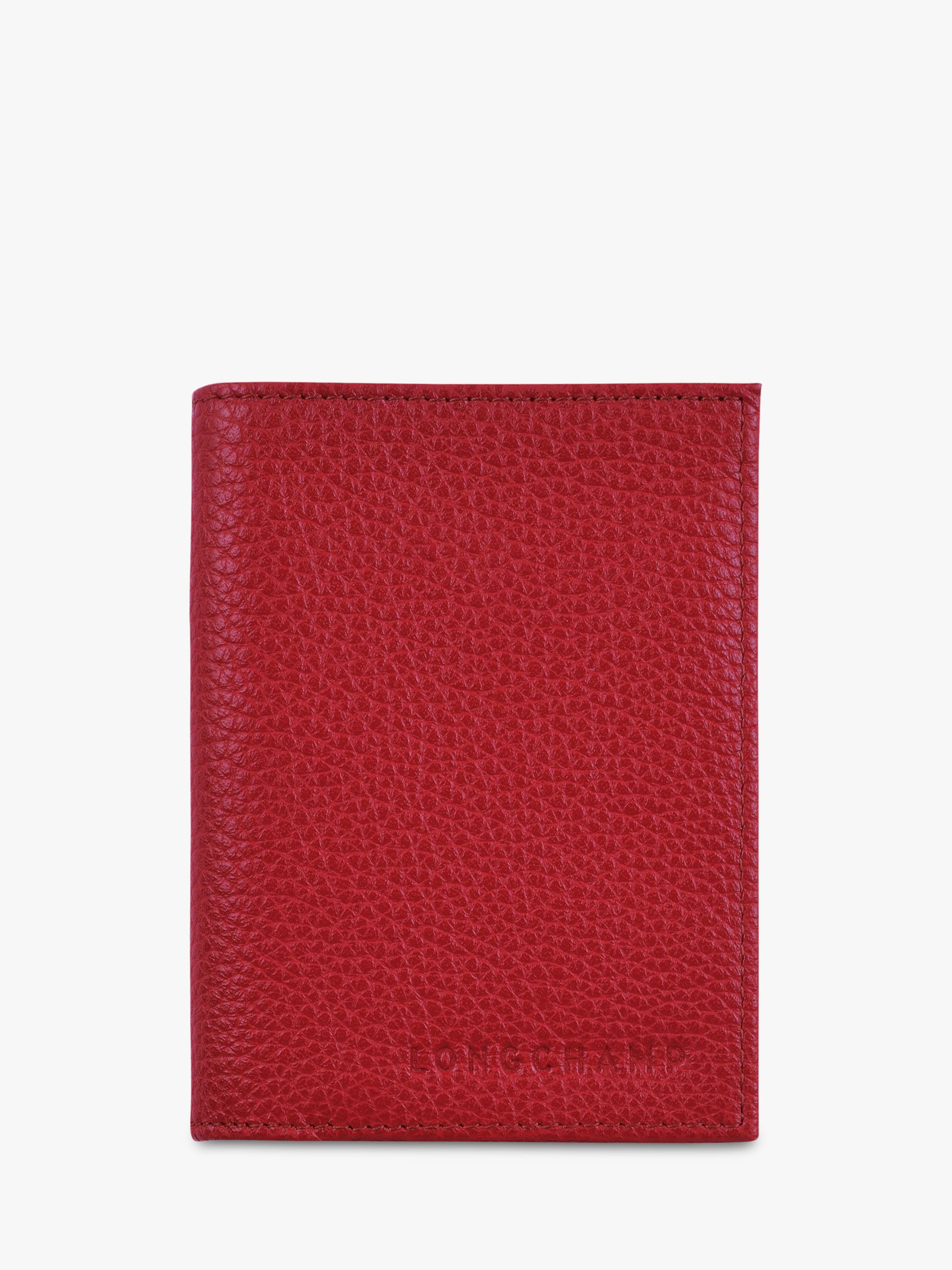 Longchamp Le Foulonné Leather Bi-Fold Card Holder, Red at John Lewis ...