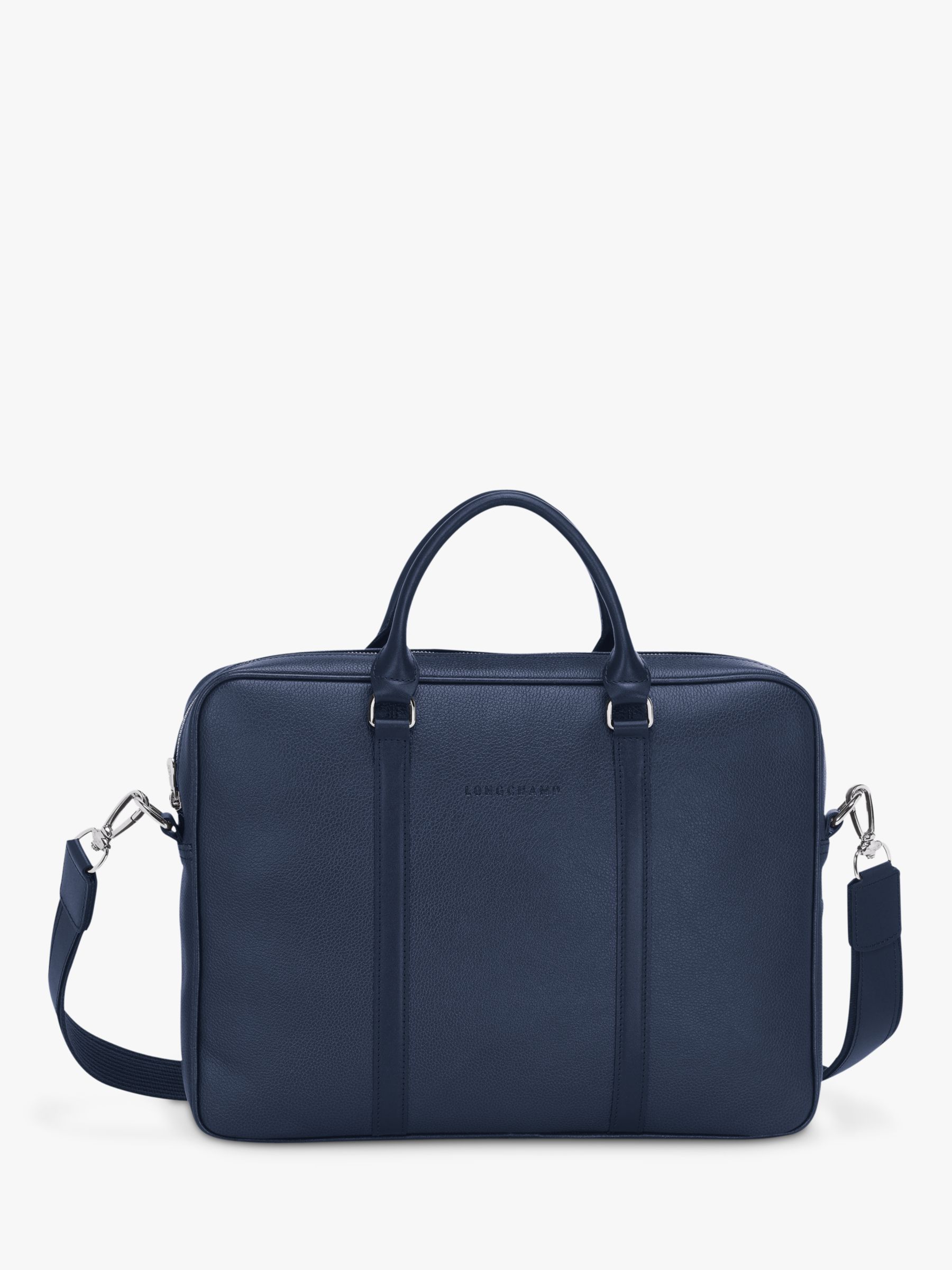 Longchamp Le Foulonné Extra Small Leather Briefcase, Navy at John Lewis ...