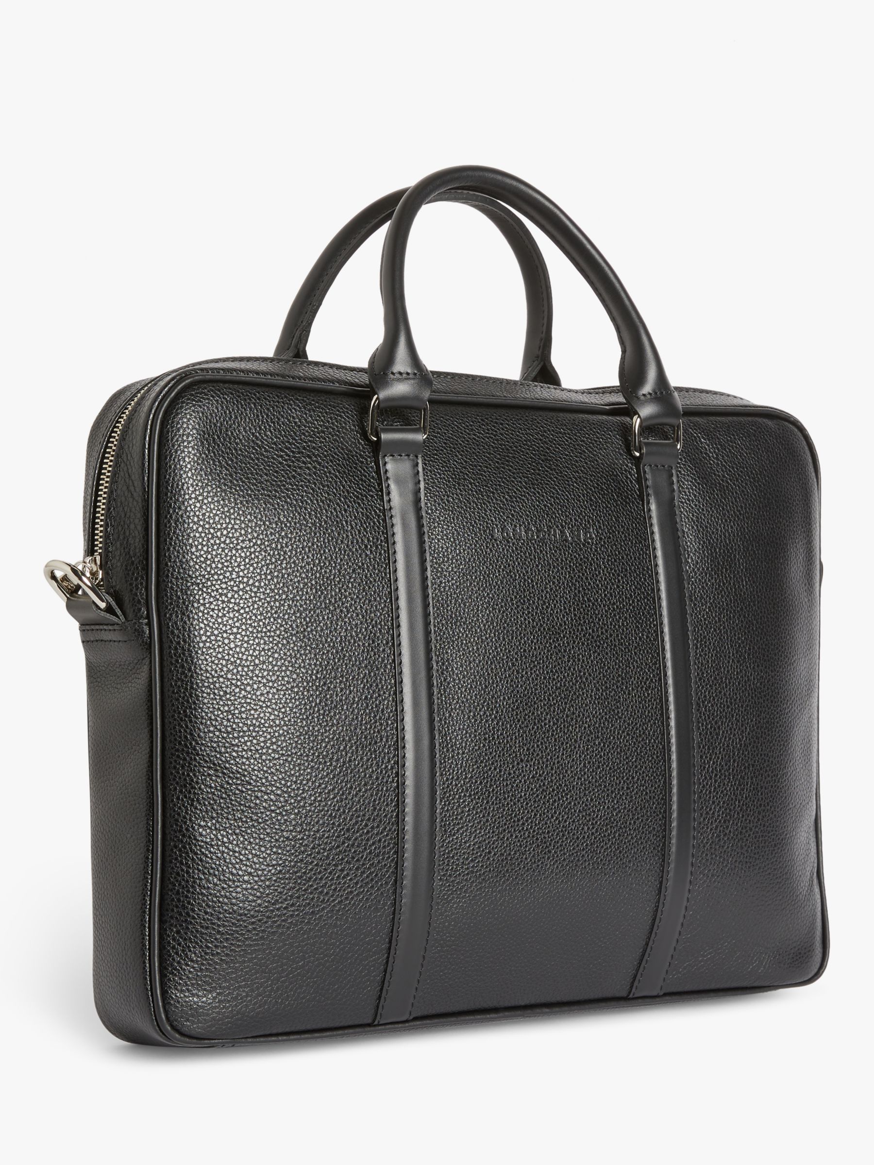 Longchamp Le Foulonné Extra Small Leather Briefcase, Black at John ...