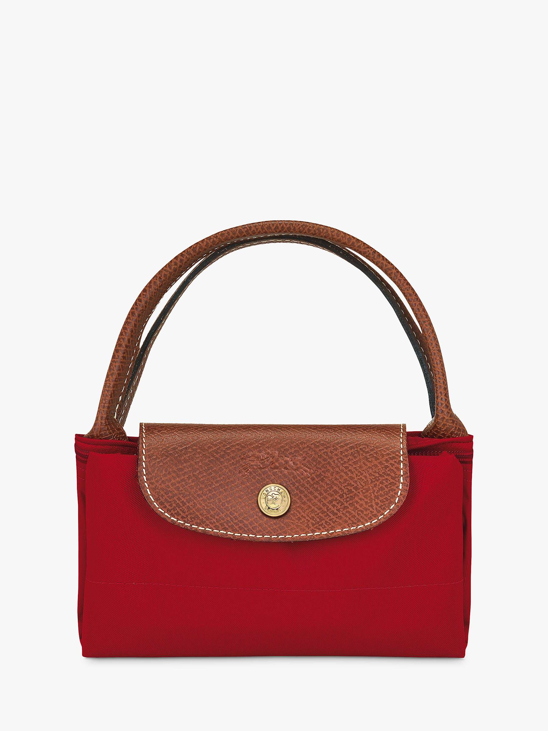 Longchamp Le Pliage Original Small Top Handle Bag, Red at John Lewis & Partners