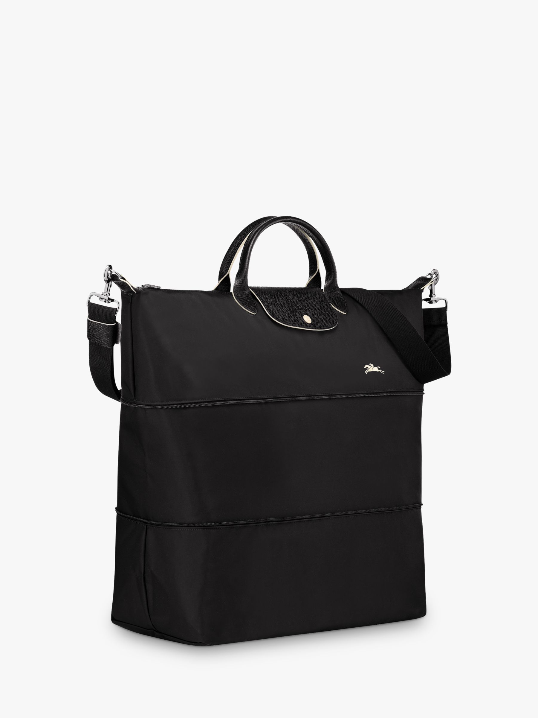 Longchamp Le Pliage Club Expandable Travel Bag, Black at John Lewis ...